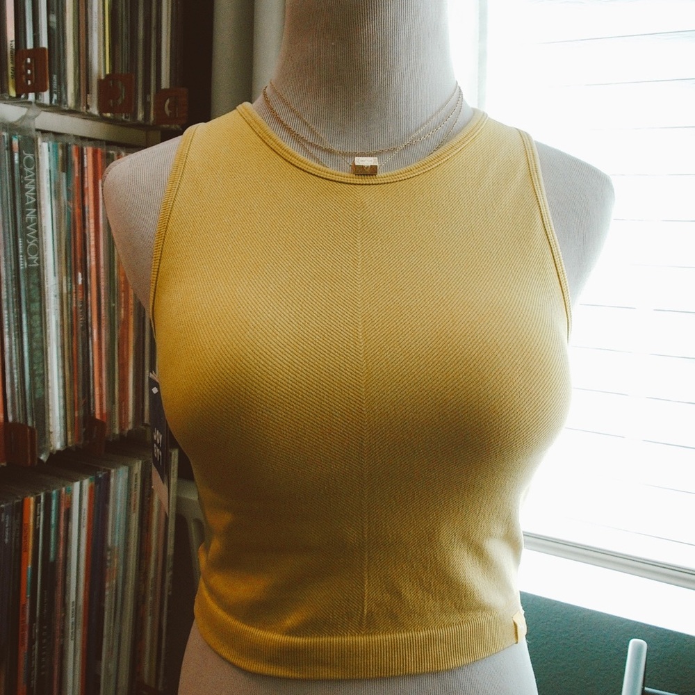 JoyLab Yellow Fitted Crop Tank Top